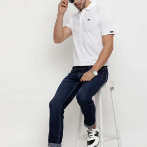 Solid Polo Collar Pure Cotton T-shirt